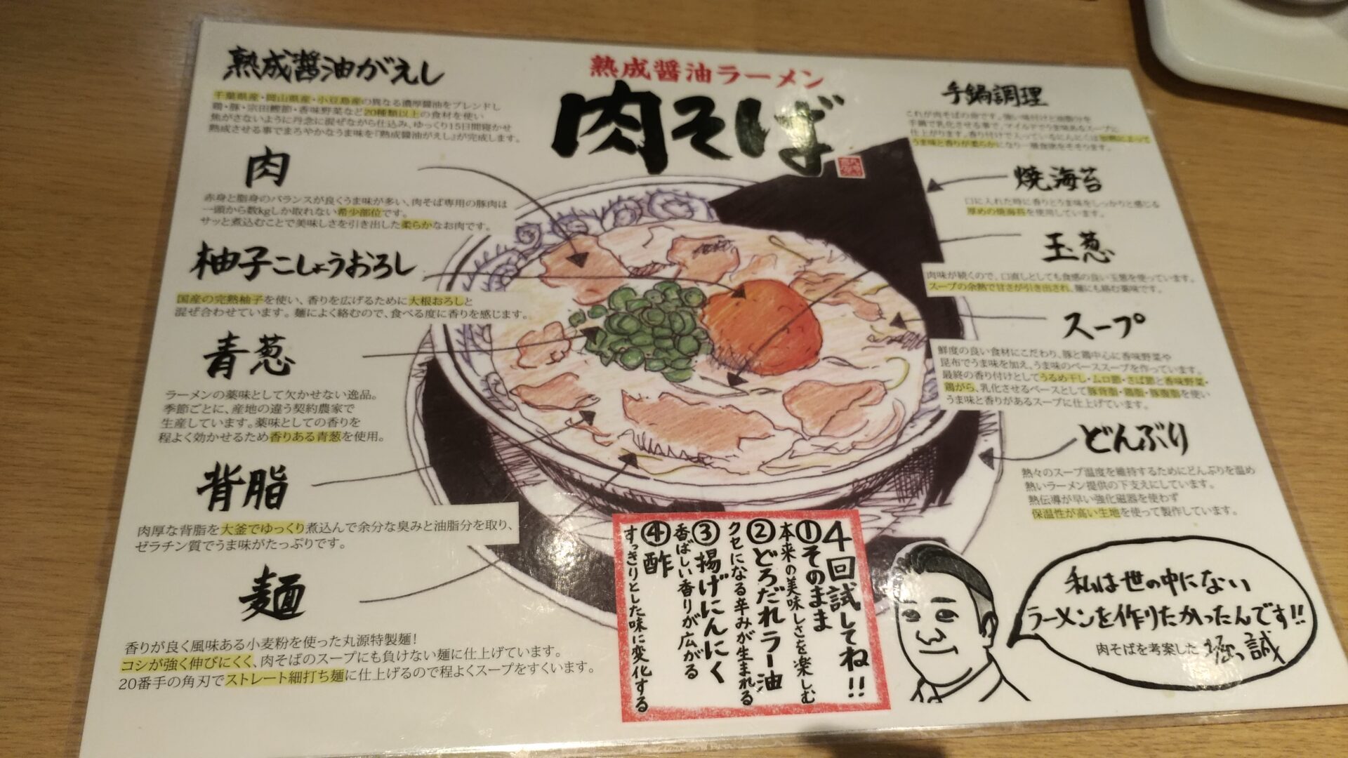 肉そばを4回の味変で食す